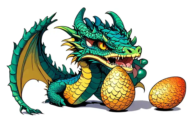 dragon scales with 5 eggs tattoo design idea