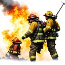 firefighting scene tattoo design idea