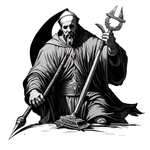 executioner killing a pope tattoo design idea