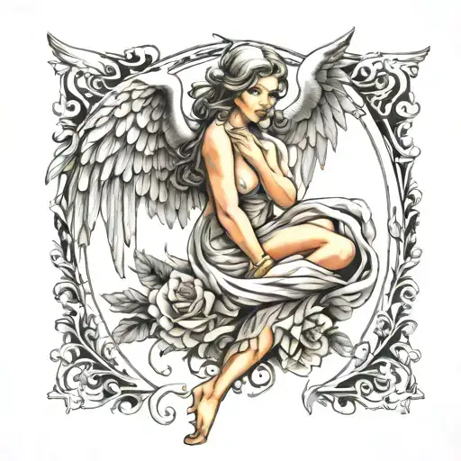 whispering angel tattoo design idea