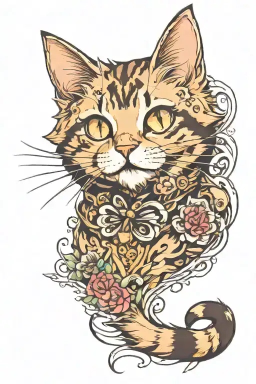 tabby cat tattoo design idea
