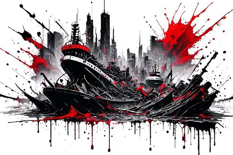 crumbling city of atlantis tattoo design idea