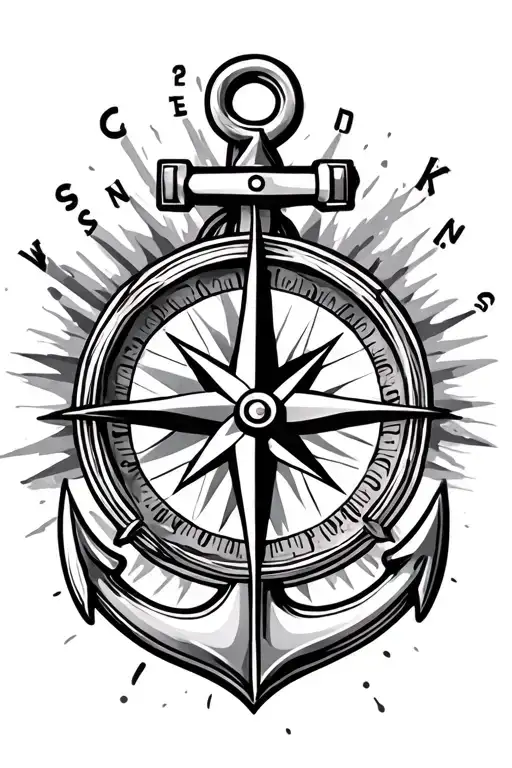 compass and anchor intertwined tattoo design idea