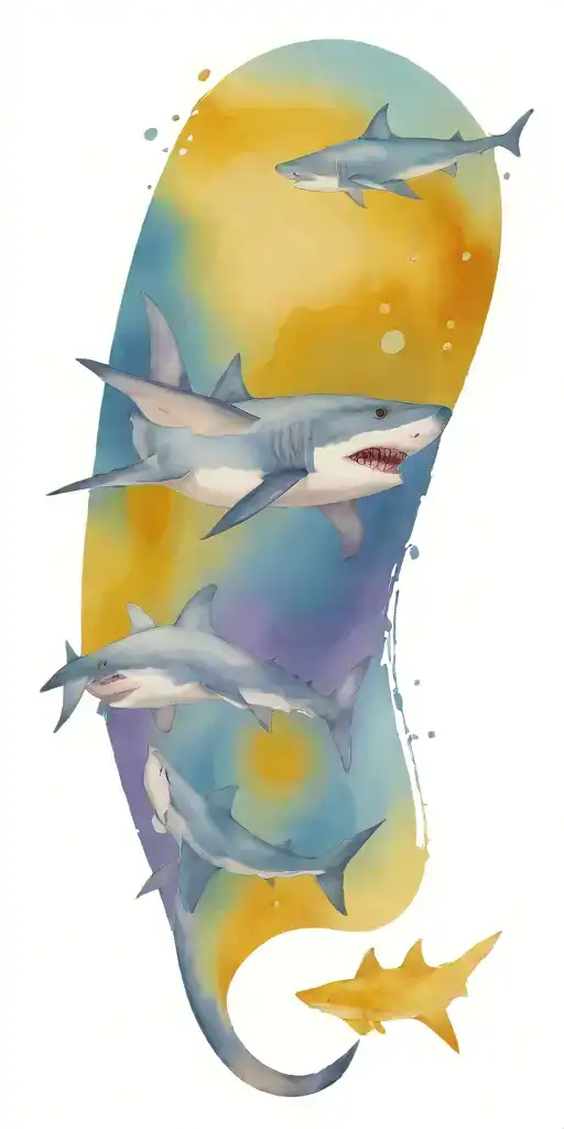 ocean shark tattoo design idea