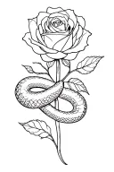 Rose and snake tattoo design idea