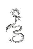 Rose and snake tattoo design idea