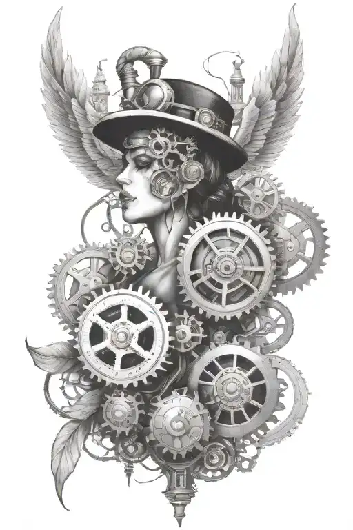 steampunk inspired tattoo tattoo design idea