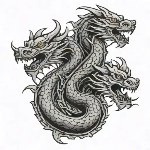 double dragon intertwined tattoo design idea