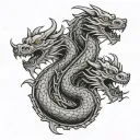 double dragon intertwined tattoo design idea