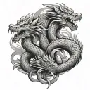 double dragon intertwined tattoo design idea