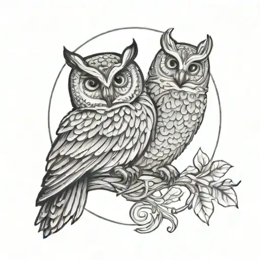 nyx godess owl perched tattoo design idea