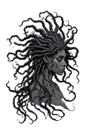 black medusa with locs tattoo design idea