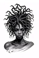 black medusa with locs tattoo design idea