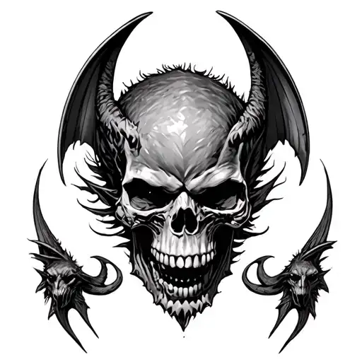dark skull, chicano, apocalyptic, gargoyles. For a chest tattoo realism piece  tattoo design idea