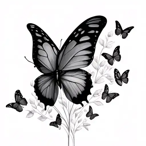 black little butterflies tattoo design idea