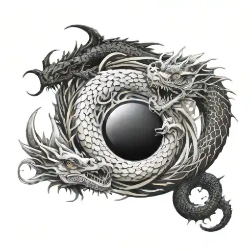 Dragon yin yang tattoo design idea