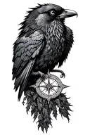 odin crow compass nordic inspired tattoo design idea