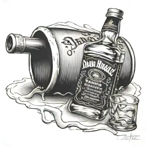 broken Jack Daniel's bottle tattoo design idea