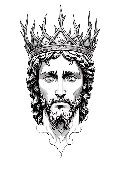 jesus face thorn crown tattoo design idea