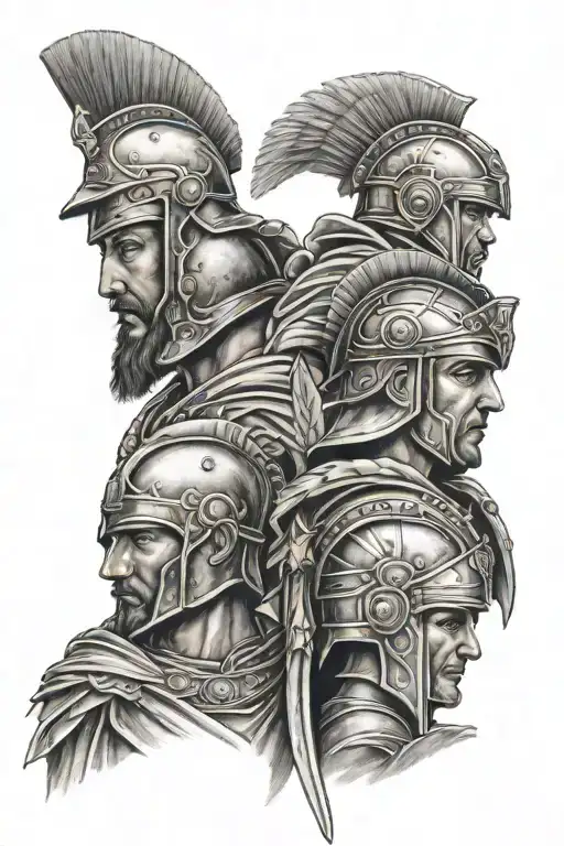 Roman soldiers family tattoo design idea