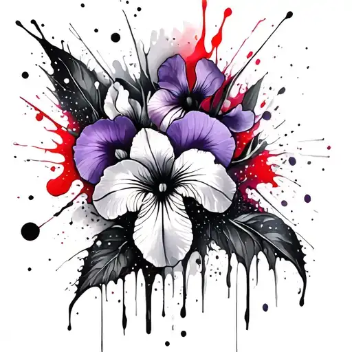 primrose violet iris flower tattoo design idea