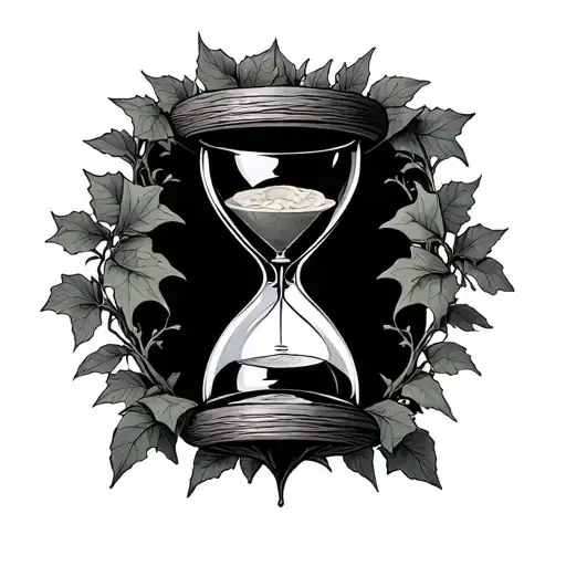 Emo inspired hourglass with ivy vines tattoo design idea