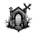 Graveyard gothic dark tattoo design idea