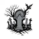 Graveyard gothic dark tattoo design idea