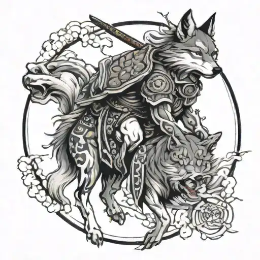 Meaningful wolf warrior angel tattoo design idea