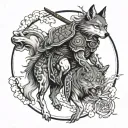 Meaningful wolf warrior angel tattoo design idea
