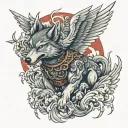 Meaningful wolf warrior angel tattoo design idea