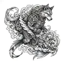 Meaningful wolf warrior angel tattoo design idea