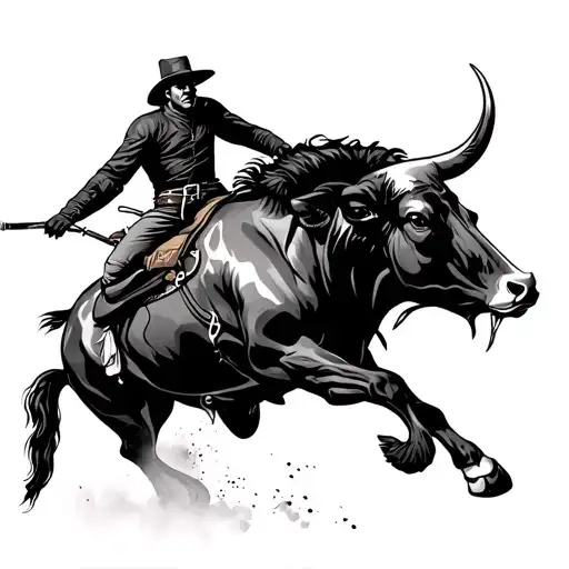 bull and rider jumping tattoo design idea