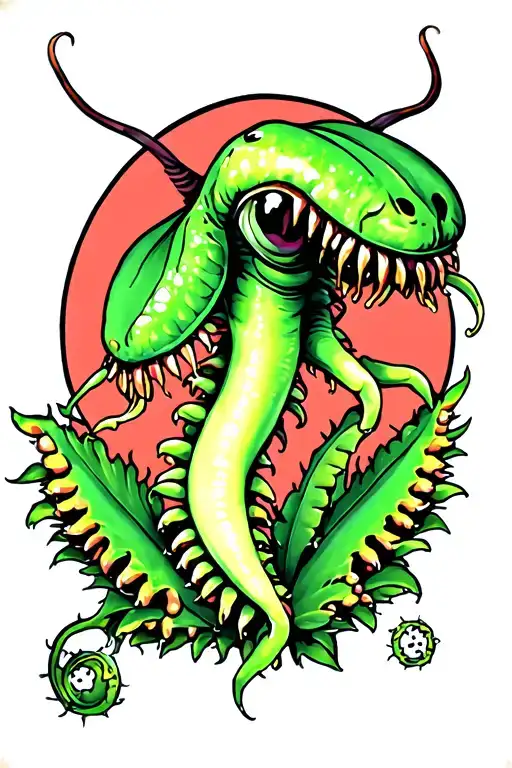 Venus Fly Trap vintage tattoo design idea