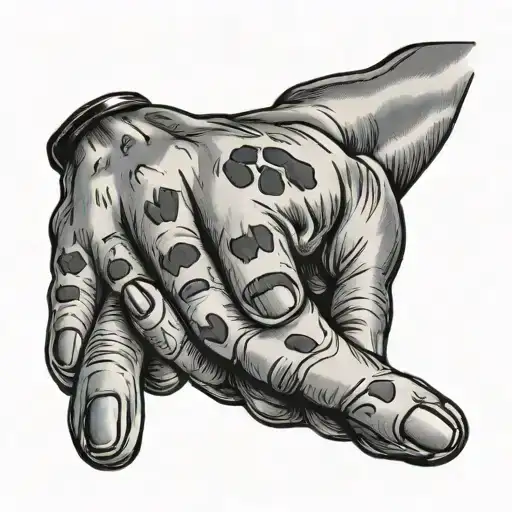dog paw and hand holding tattoo design idea