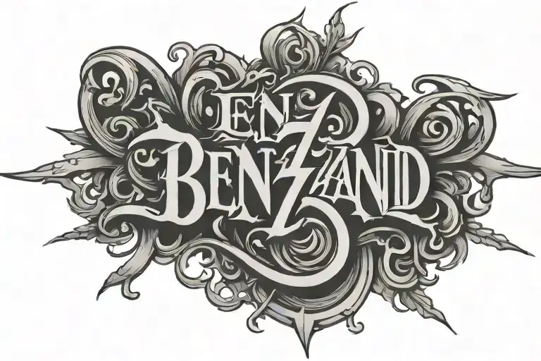 Ben Z Band letters old english gothic tattoo design idea