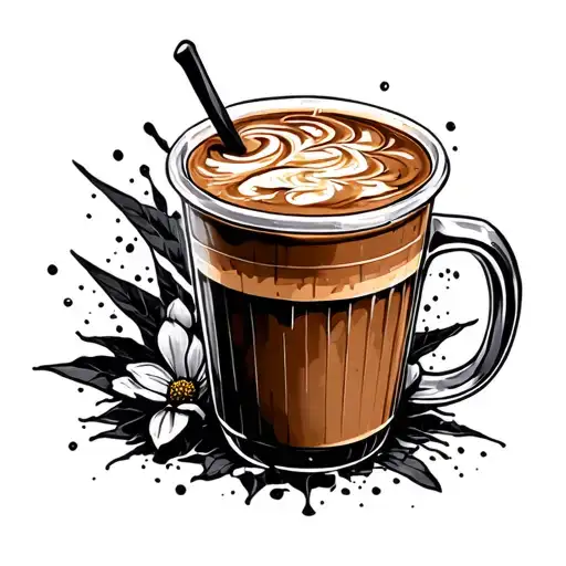 ice coffee cup tattoo design idea