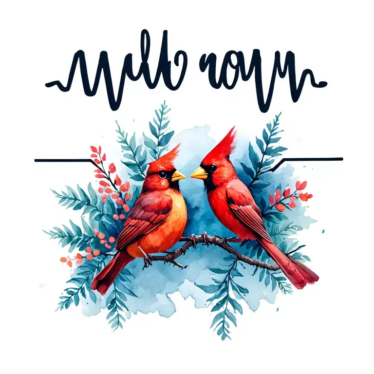 Cardinal with heartbeat line tattoo design idea