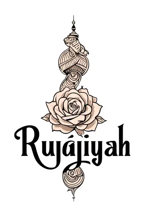 Ruqiyah name tattoo design idea