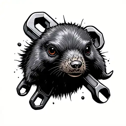 mole with spanner tattoo design idea