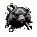 mole with spanner tattoo design idea