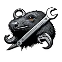 mole with spanner tattoo design idea