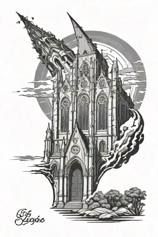 gothic church  tattoo design idea