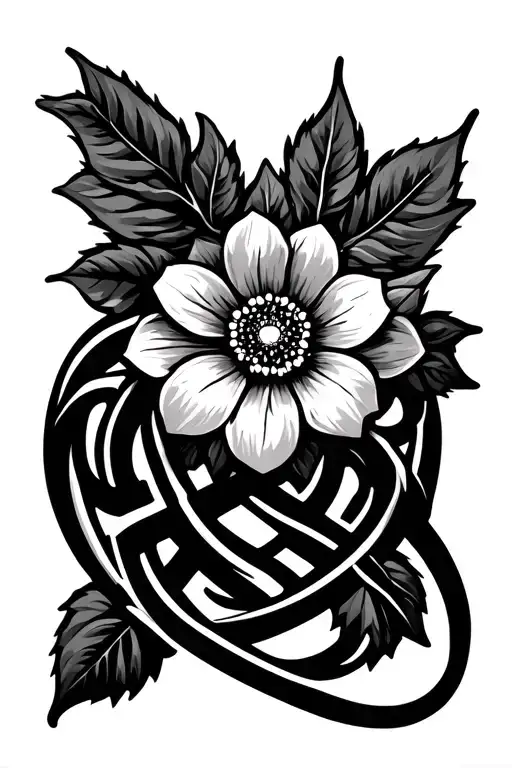 Celtic knot motherhood symbolic with Hawthorne flower as the child tattoo design idea