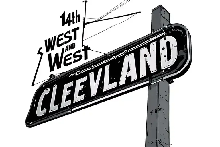 "14th  and West Cleveland " Street Sign tattoo design idea