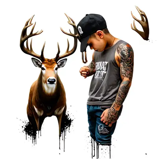 men's buck tatooes ideas mixed into one gangsta kid with tanktop tattoo design idea