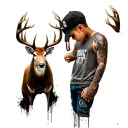 men's buck tatooes ideas mixed into one gangsta kid with tanktop tattoo design idea