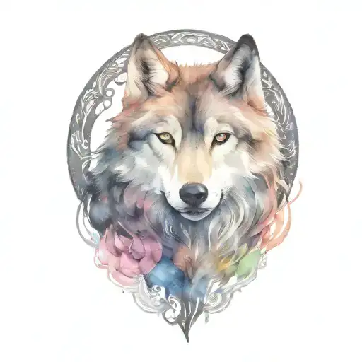 black wolf and white wolf  tattoo design idea