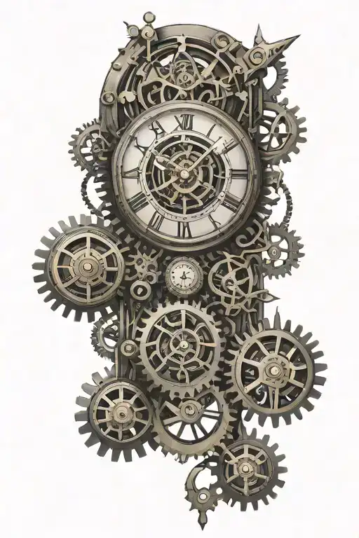 steampunk, clock, gears tattoo design idea