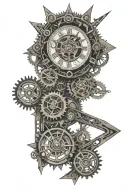 steampunk, clock, gears tattoo design idea